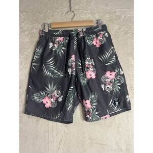 Disney Neff Men’s Small Swim Shorts Black Pink Mickey Mouse Swim Island Beach‎